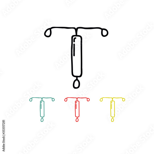 intrauterine device doodle icon, vector illustration