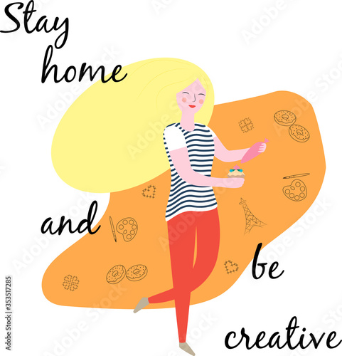 Vector illustration that encourages to stay at home and be creative