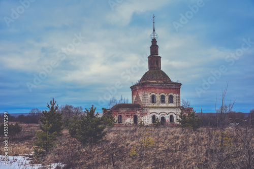 Abandoned Cosmodamian Church, destroyed Church of Cosmas and Damian, abandoned Christian temple photo