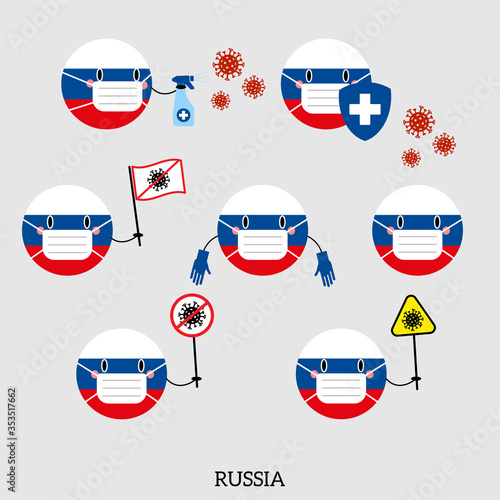 Set of Russia Country Balls Icons photo