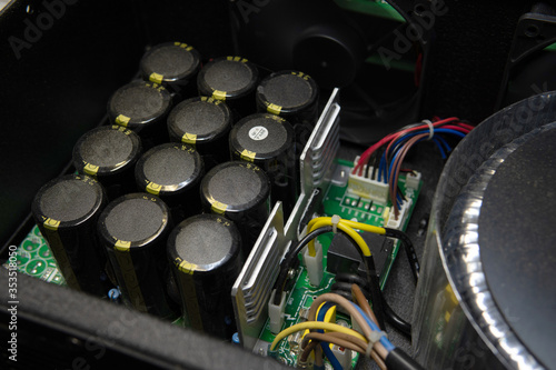 Obraz na płótnie capacitor power supply radio electronic audio power amplifier