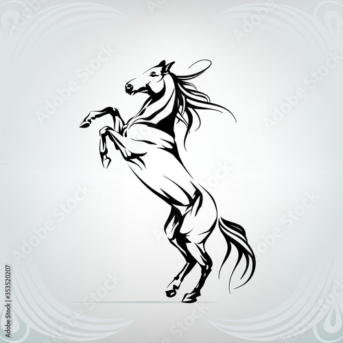 Silhouette of a horse on racks