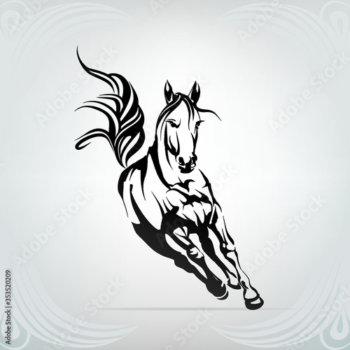 Vector silhouette of a running horse