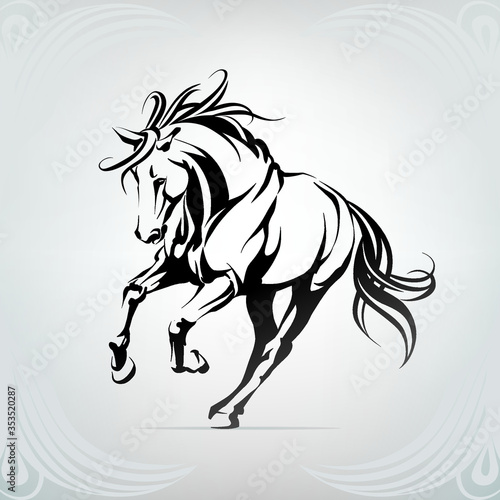 Vector silhouette of a running horse