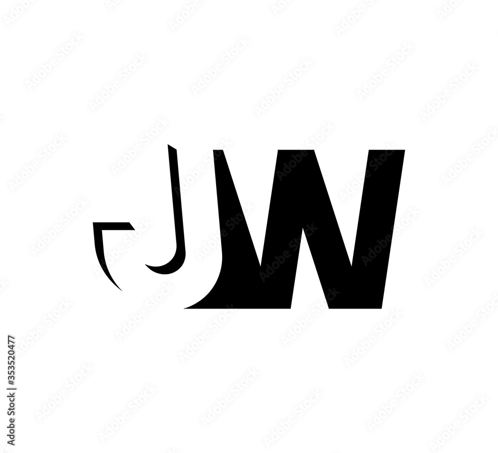 Initial letters Logo black positive/negative space JW Initial letters Logo black positive/negative space JW