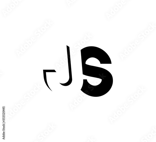 Initial letters Logo black positive negative space JS