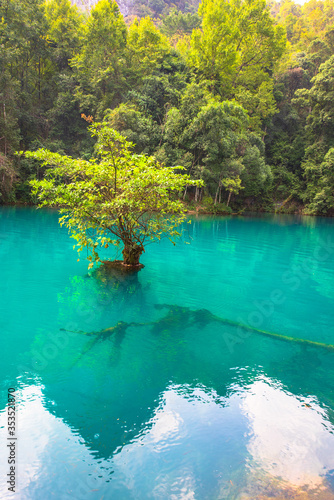 Wolongtan Waterfall in Xiaoqikong Scenic Area, Libo County, Southeast Guizhou, China photo