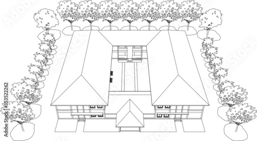 3D illustration of building in vector perspective