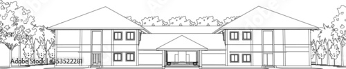 3D illustration of building in vector perspective