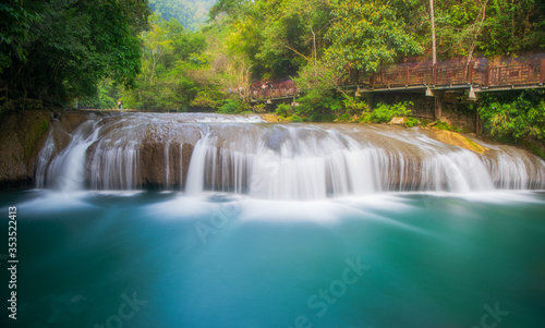 Waterfall in Xiaoqikong Scenic Area  Libo County  Southeast Guizhou  China