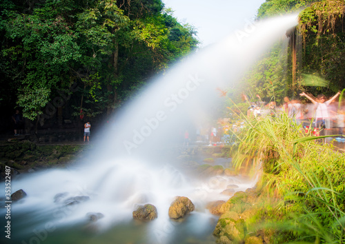 Waterfall in Xiaoqikong Scenic Area  Libo County  Southeast Guizhou  China