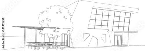 3D illustration of building in vector perspective