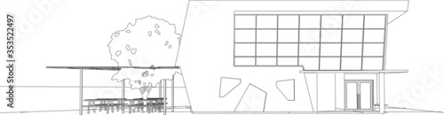 3D illustration of building in vector perspective