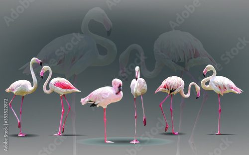Flamingo in geometrical style