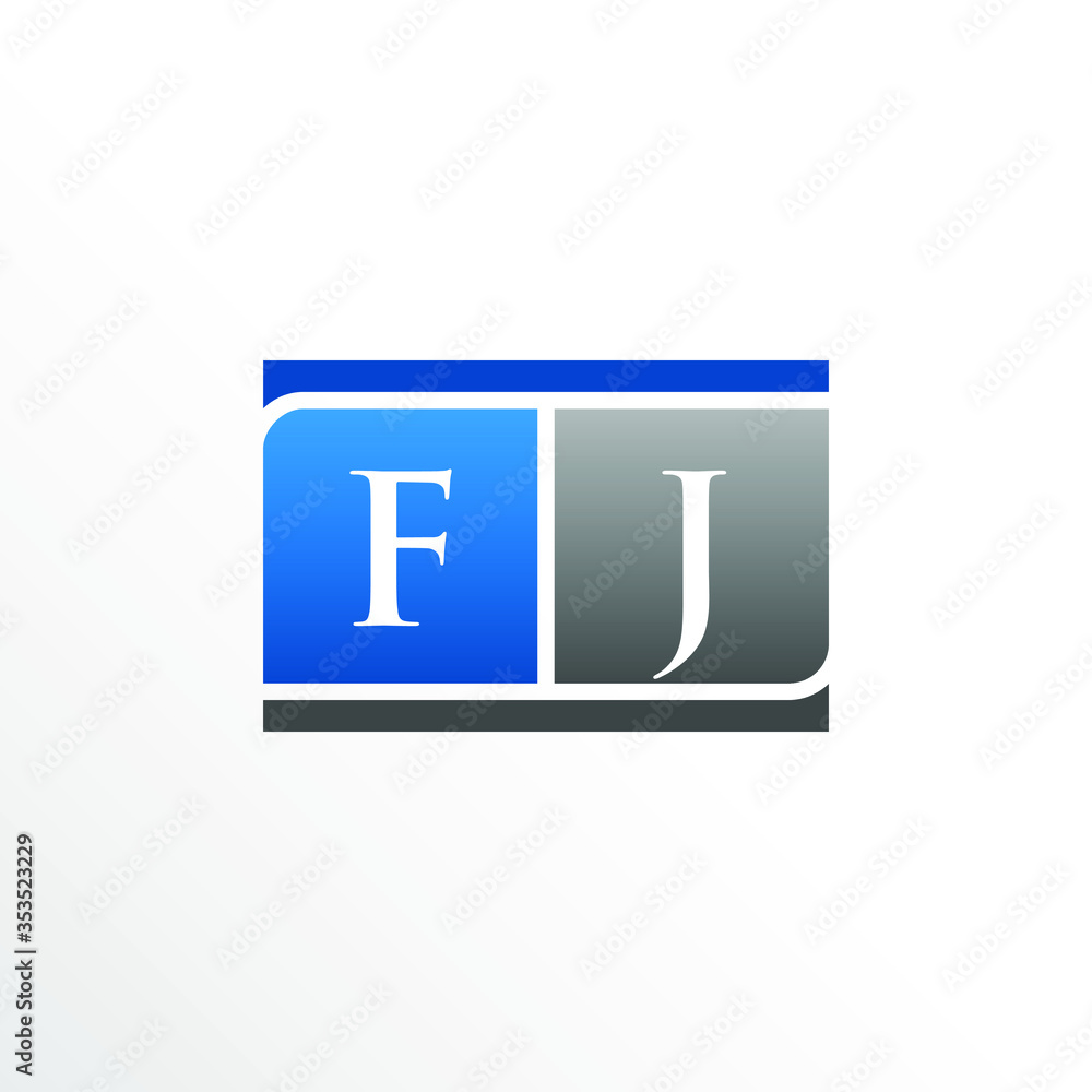 Initial Letter FJ Square Logo Design Initial Letter FJ Square Logo Design