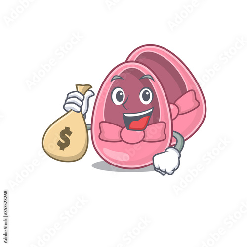 Crazy rich baby girl shoes mascot design having money bags