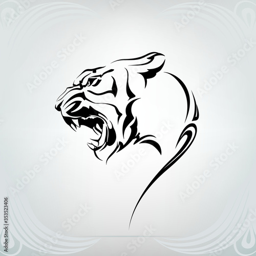 Silhouette of tiger head