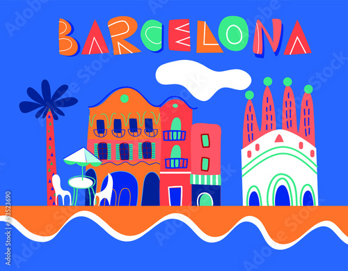 Barcelona color vector background