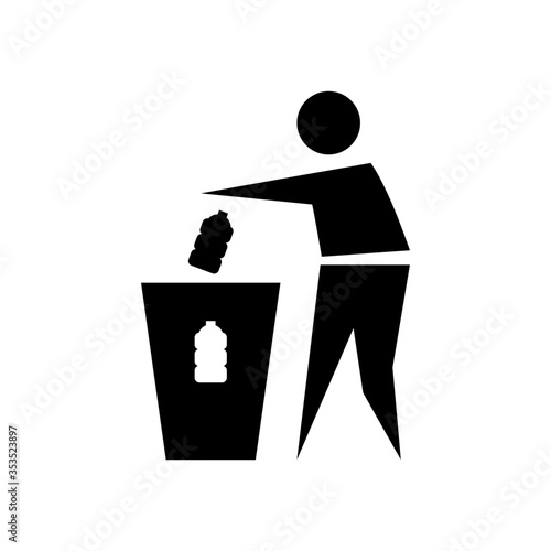 Throw garbage illustration, throw garbage icon