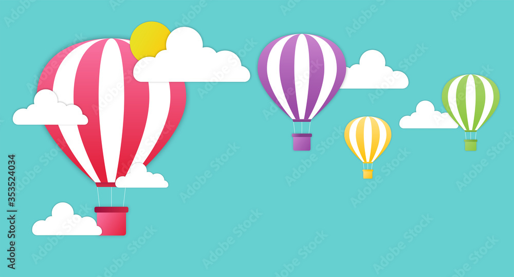 Online delivery concept with air Balloon on the sky.