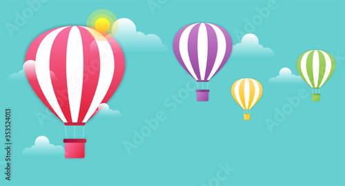 Online delivery concept with air Balloon on the sky.