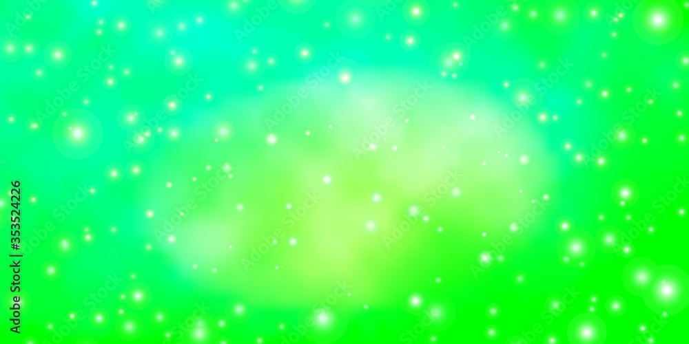 Light Green vector background with small and big stars. Colorful illustration in abstract style with gradient stars. Pattern for new year ad, booklets.