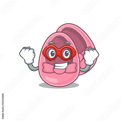 A cartoon drawing of baby girl shoes in a Super hero character