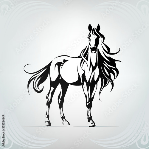 Silhouette of a horse with a long mane