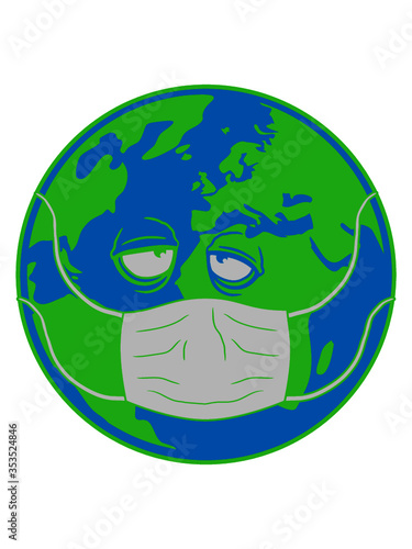 Kranke Erde Schutzmaske Planet 
