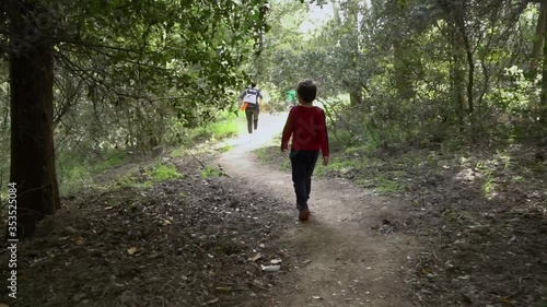 Wallpaper Mural Footage of family hike at Parnitha forest, on a sunny spring day. Shot of toddler walking in path on deep woods Torontodigital.ca