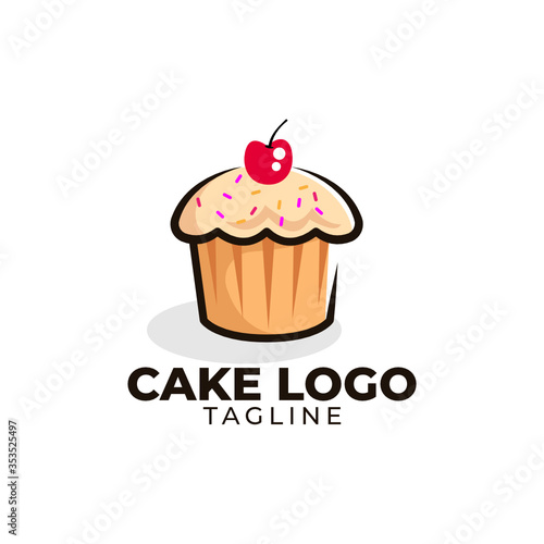 Simple minimalist bakery cake restaurant logo design vector template 