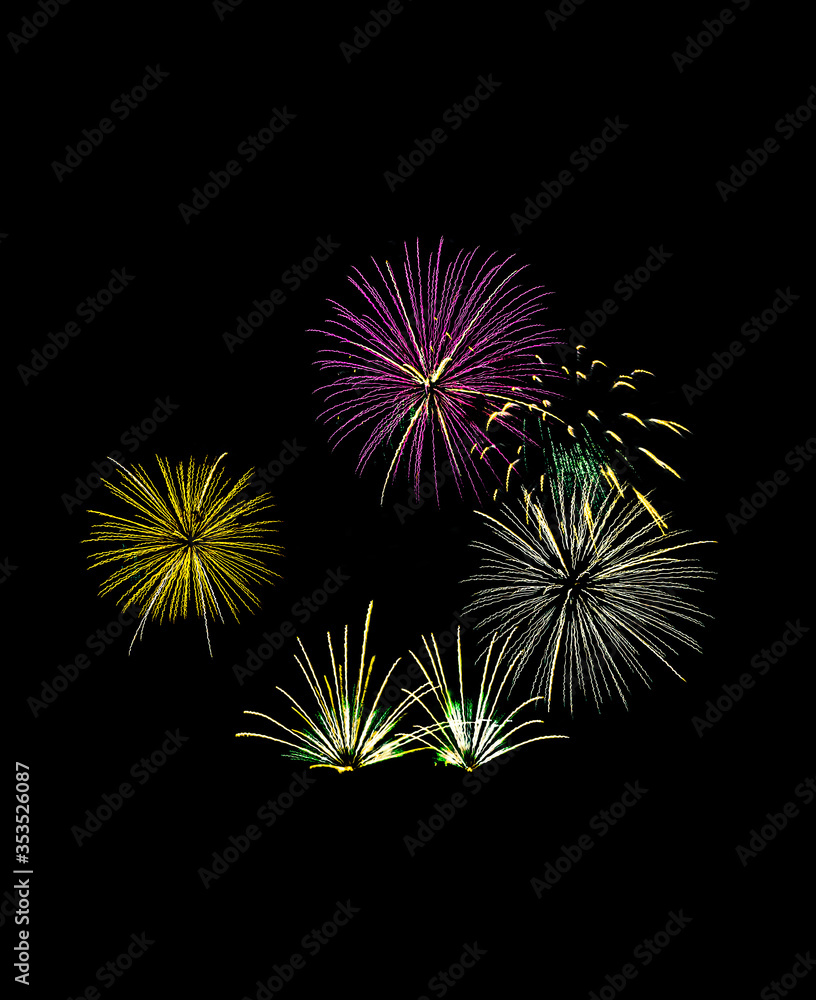 Colorful firework on balck background.