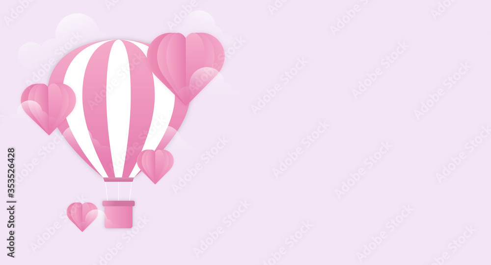 Valentine, love concept, Pink air balloon, pink heart with pink background.