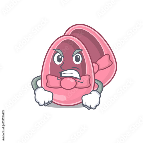 A cartoon picture of baby girl shoes showing an angry face