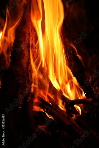 Fire close up of a fire  flames  
