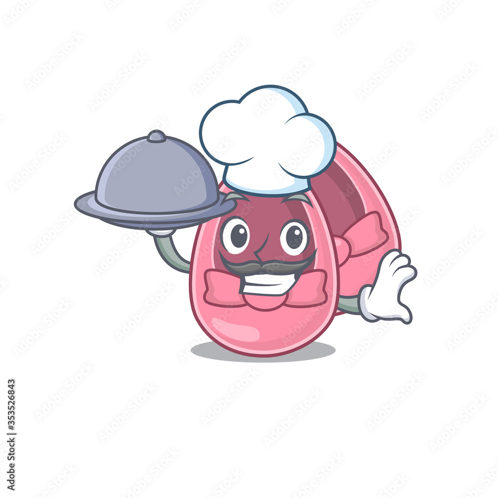 mascot design of baby girl shoes chef serving food on tray mascot design of baby girl shoes chef serving food on tray