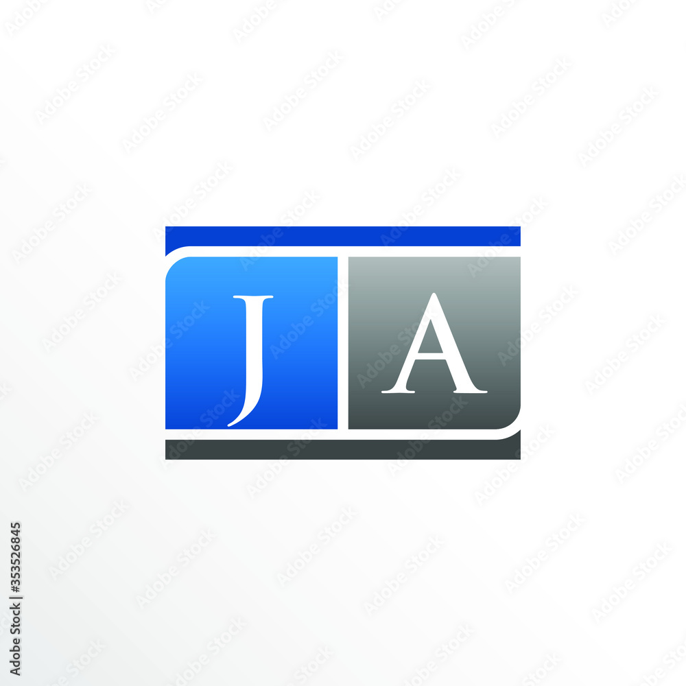 Initial Letter JA Square Logo Design