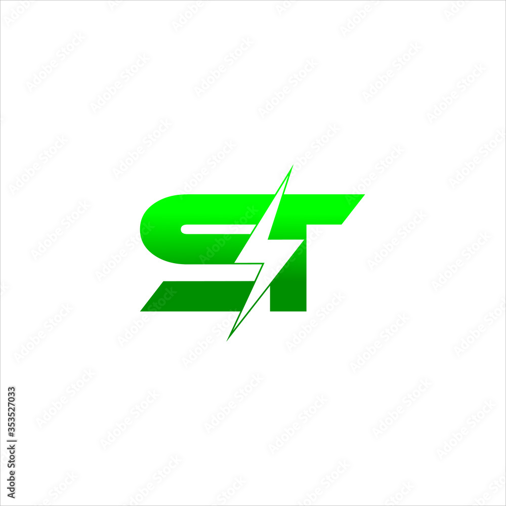 Vector letter ST with electrical thunder icon concept logo design template illustration eps 10 Vector letter ST with electrical thunder icon concept logo design template illustration eps 10