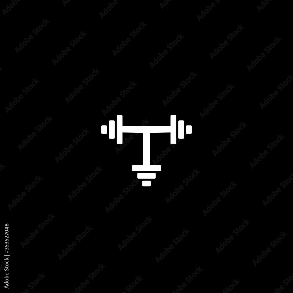 Letter T with load fitness icon logo vector design template concept. isolated on white background Letter T with load fitness icon logo vector design template concept. isolated on white background