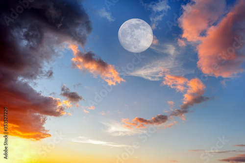 Uplifting Heavenly Ethereal Surreal Full Moon Clouds
