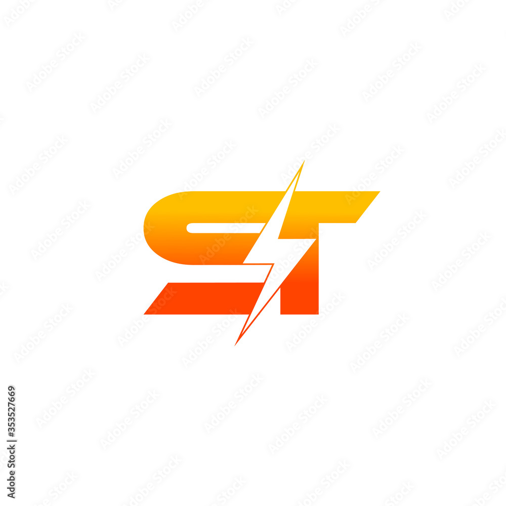 Vector letter ST with electrical thunder icon concept logo design template illustration eps 10 Vector letter ST with electrical thunder icon concept logo design template illustration eps 10