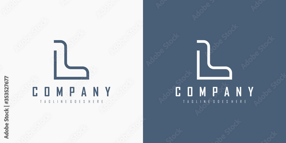 Initial Letter L Logo. Monogram Linear Style isolated on White and Blue Background. Usable for Business and Branding Logos. Flat Vector Logo Design Template Element. Initial Letter L Logo. Monogram Linear Style isolated on White and Blue Background. Usable for Business and Branding Logos. Flat Vector Logo Design Template Element.