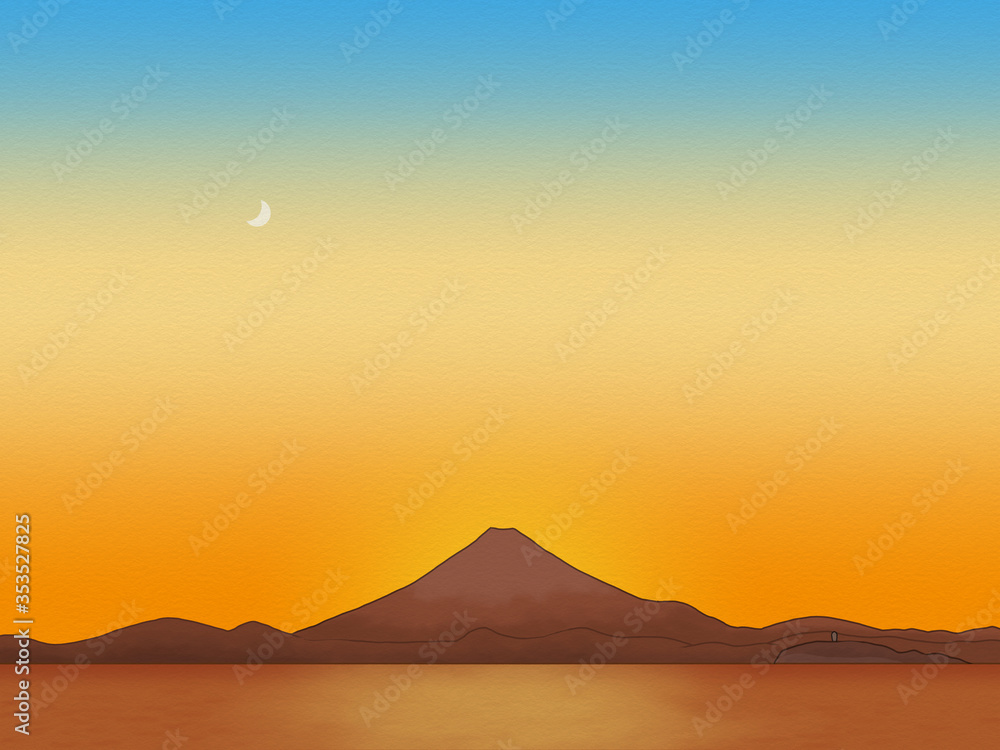 夕方の富士山と海