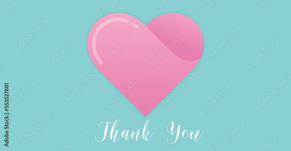 Thank you doctor and nurse concept, vector illustration, Pink heart with green background.
