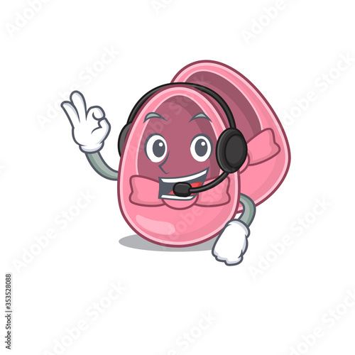 A stunning baby girl shoes mascot character concept wearing headphone