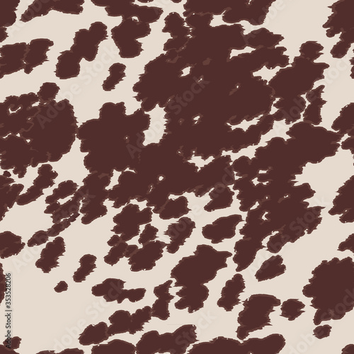 Seamless appaloosa cow/horse print pattern design with brown spots on cream. Vector animal print textured pattern with black spots on white background. © Moab Republic