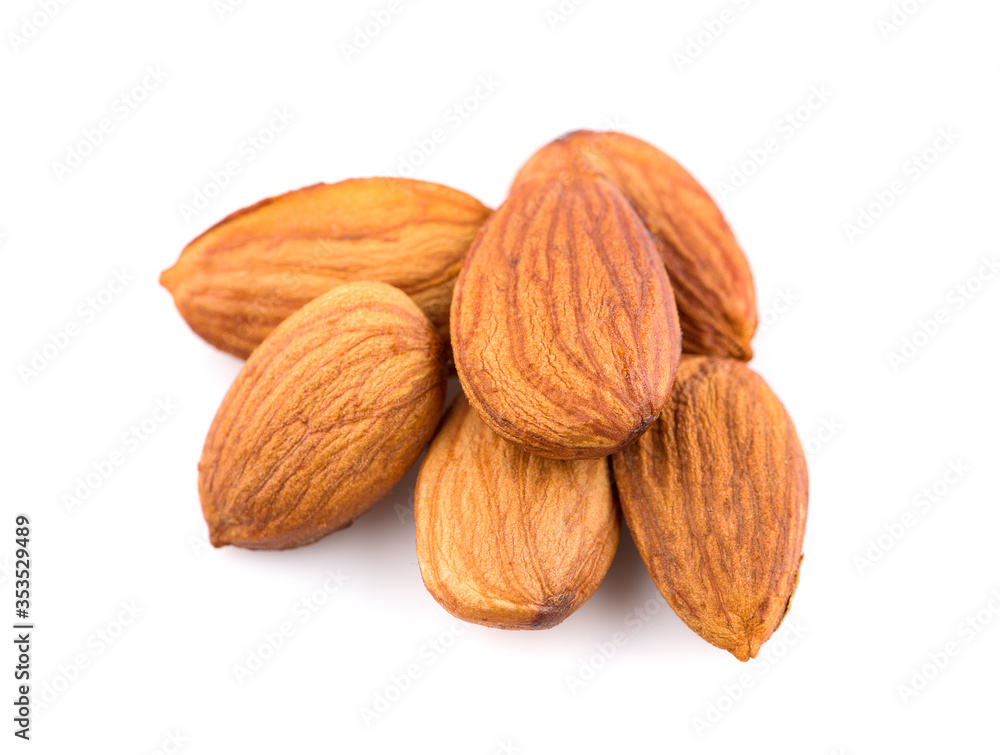 almond nuts an isolated on white background almond nuts an isolated on white background