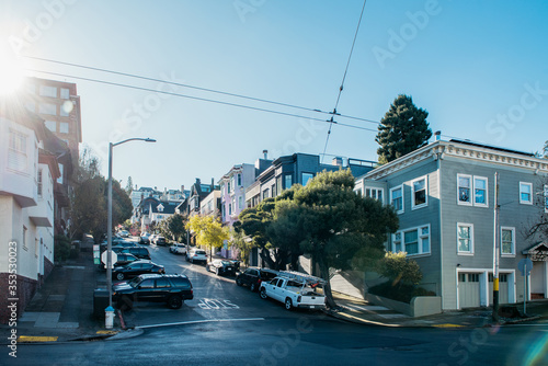 Photography Typical houses and hills in Marina neighbourhood, San Francisco, California