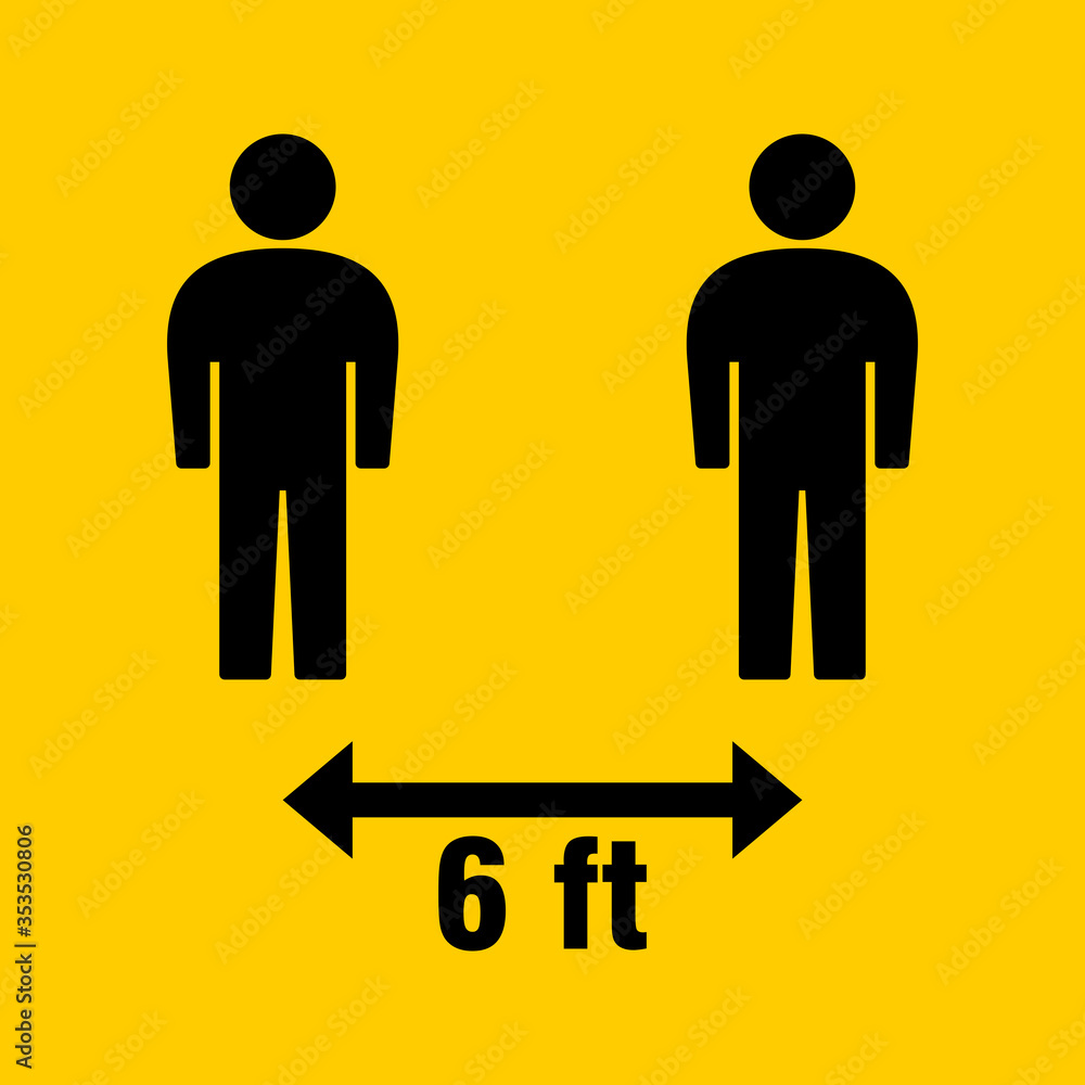 Social Distancing Keep Your Distance 6 Feet Icon. Vector Image. Social Distancing Keep Your Distance 6 Feet Icon. Vector Image.