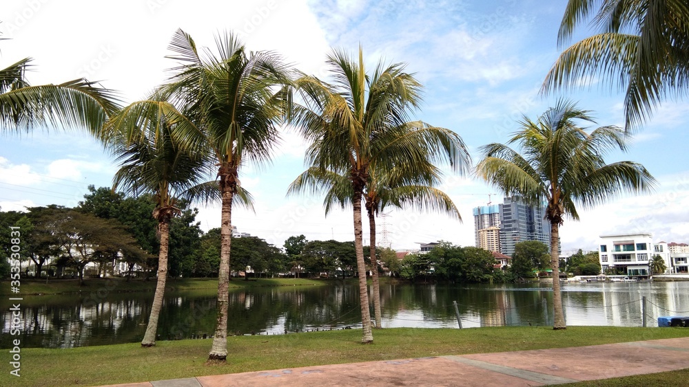 Kuala Lumpur, Malaysia- 30 December 2019; view of Ampang Hilir Lake Garden located at Desa Pahlawan, Kuala Lumpur Kuala Lumpur, Malaysia- 30 December 2019; view of Ampang Hilir Lake Garden located at Desa Pahlawan, Kuala Lumpur